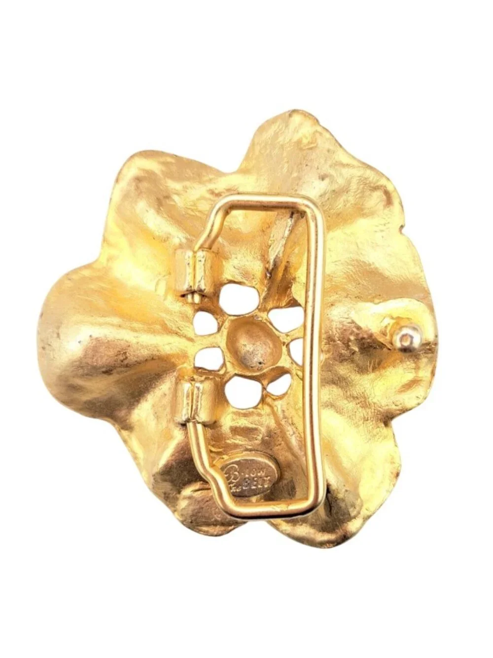 B-Low The Belt Buckle Orange Flower Gold-Tone Metal Enamel Floral Statement - Picture 7 of 8